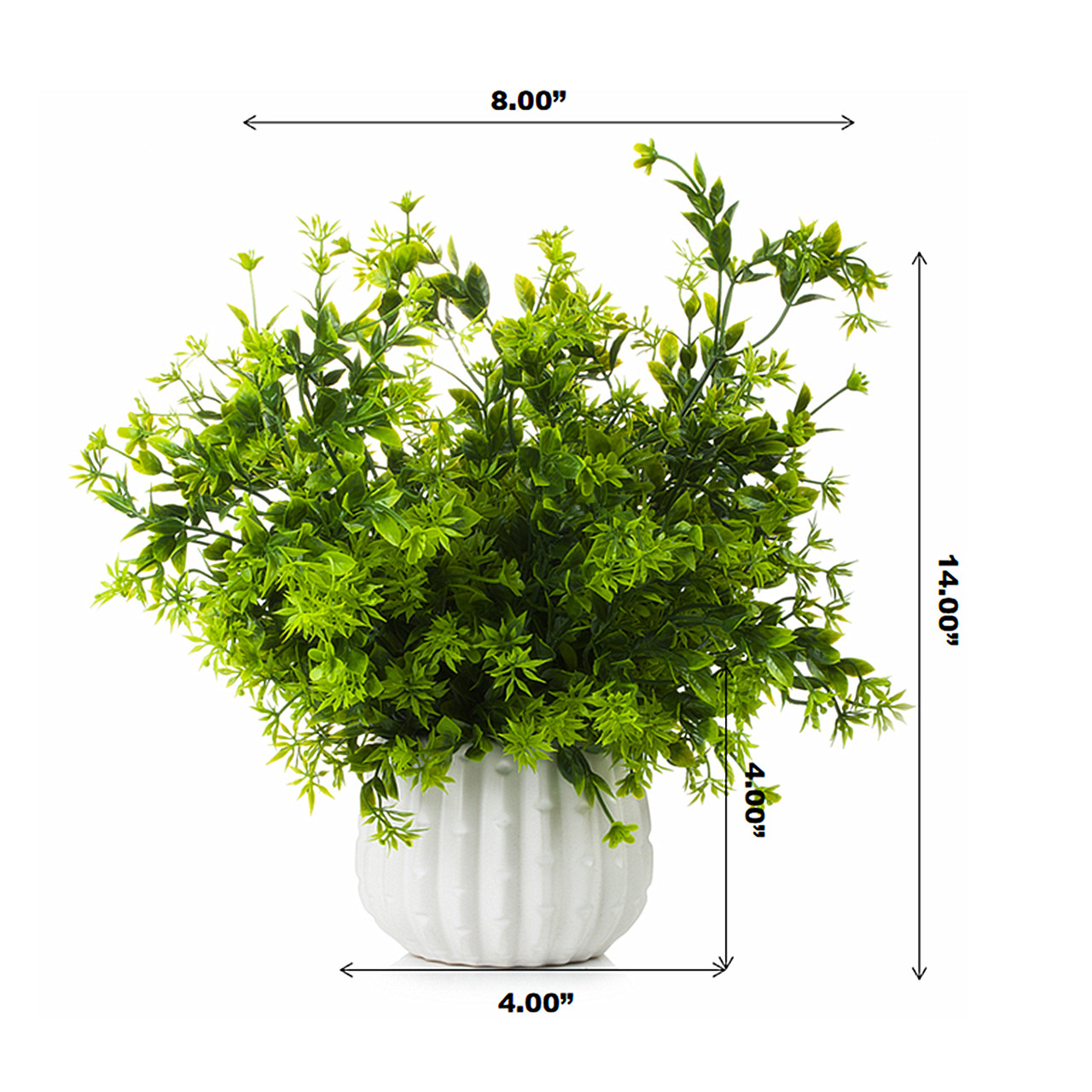 14 inches Artificial Mixed Greenery Foliage Plant in White Ceramic Pot