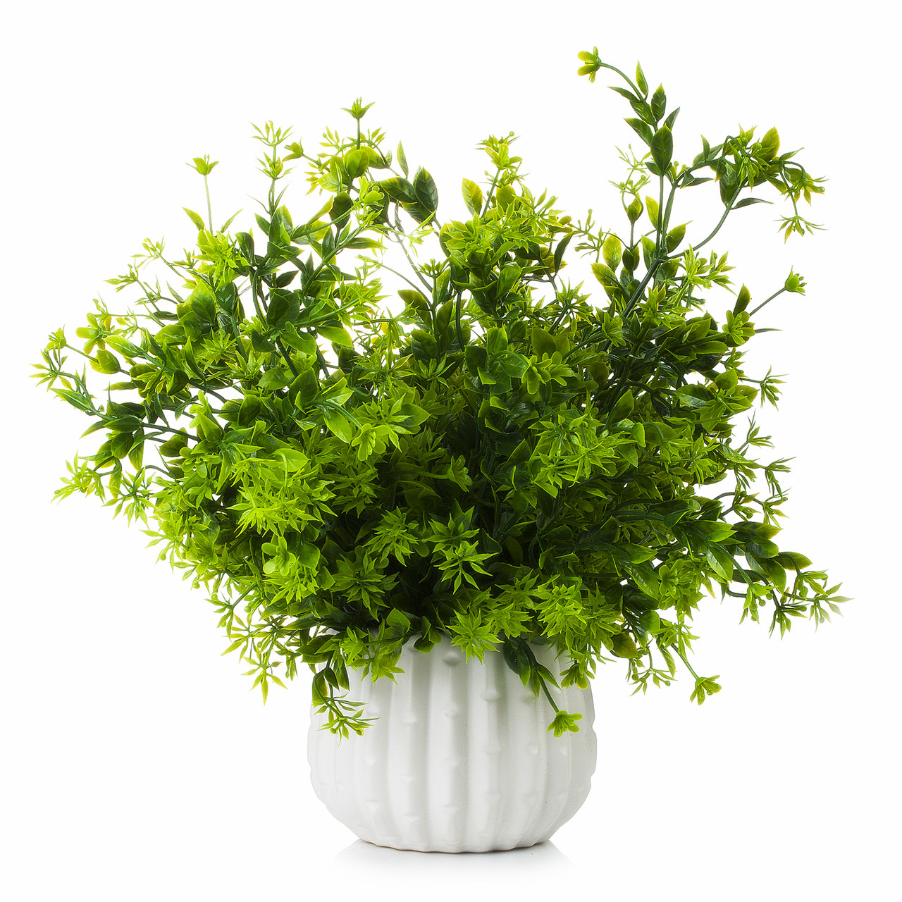 14 inches Artificial Mixed Greenery Foliage Plant in White Ceramic Pot