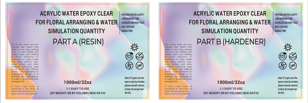 Floral Craft Water and Craft Simulated Water Floral Cast Epoxy Resin for Floral Arrangement A/B 64 OZ Kit