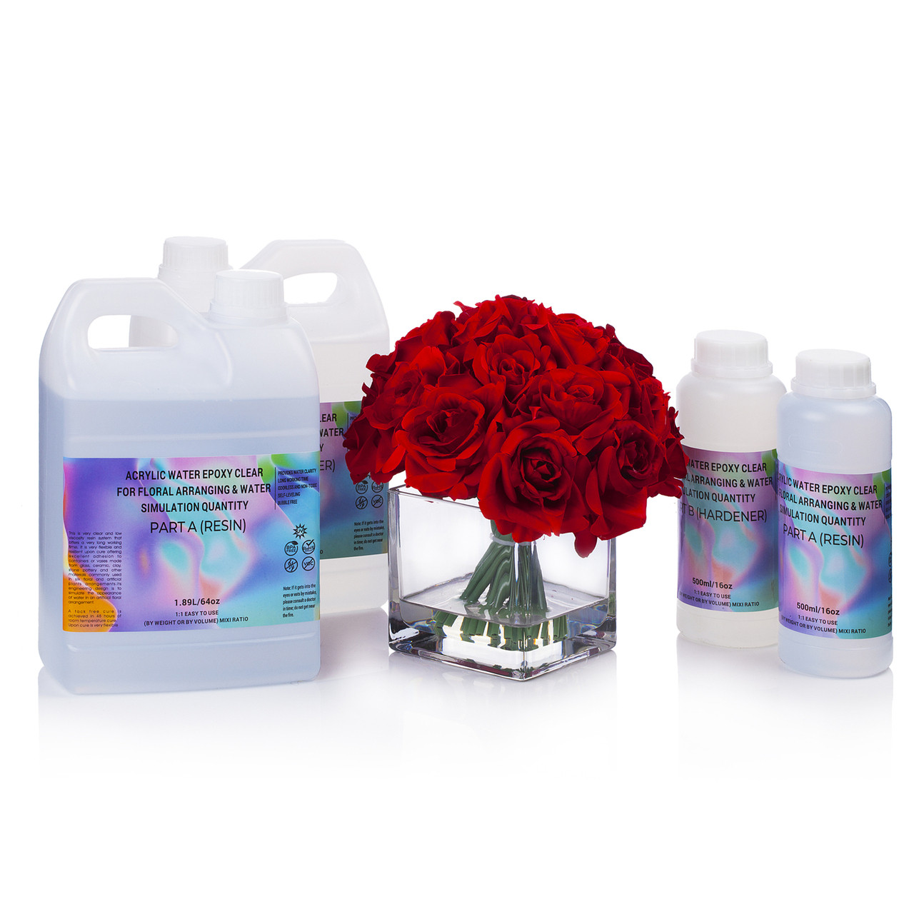 Floral Craft Water and Craft Simulated Water Floral Cast Epoxy Resin for Floral Arrangement A/B 128 OZ Kit
