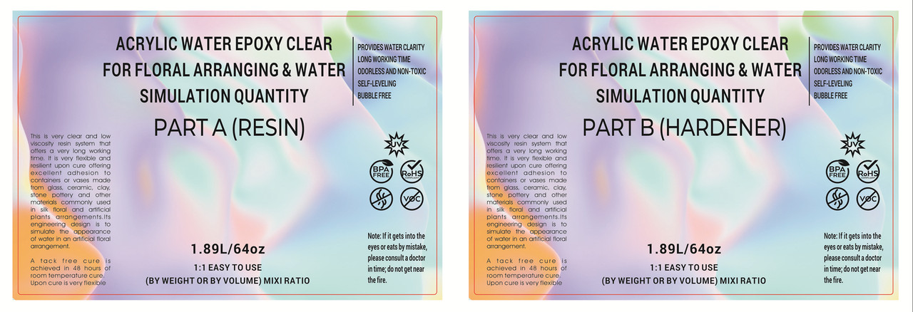 Floral Craft Water and Craft Simulated Water Floral Cast Epoxy Resin for Floral Arrangement A/B 128 OZ Kit