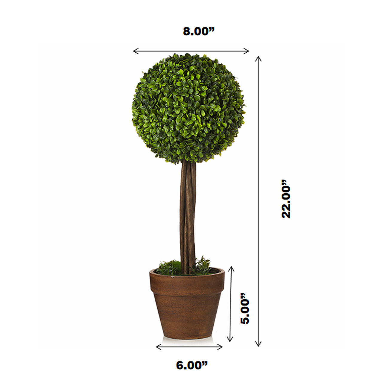 22 inch Artificial Boxwood Single Ball Round Topiary in Pot
