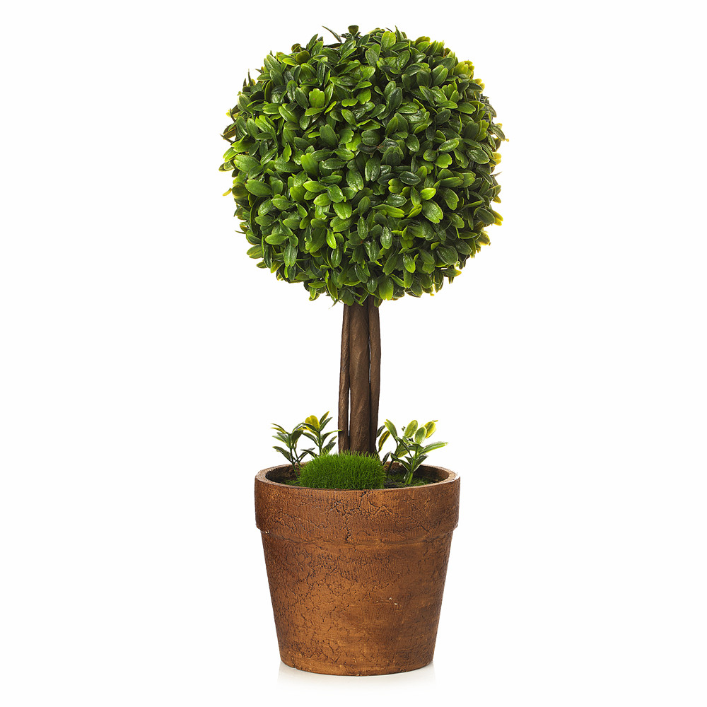 12 inch Artificial Boxwood Single Ball Round Topiary in Pot