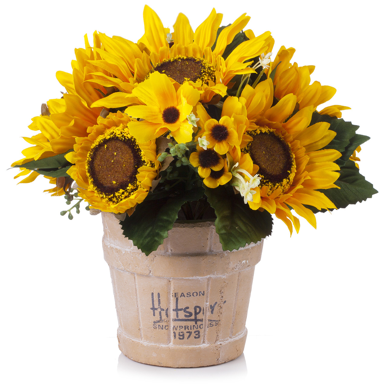 Mixed Artificial Sunflower Arrangement in Pot