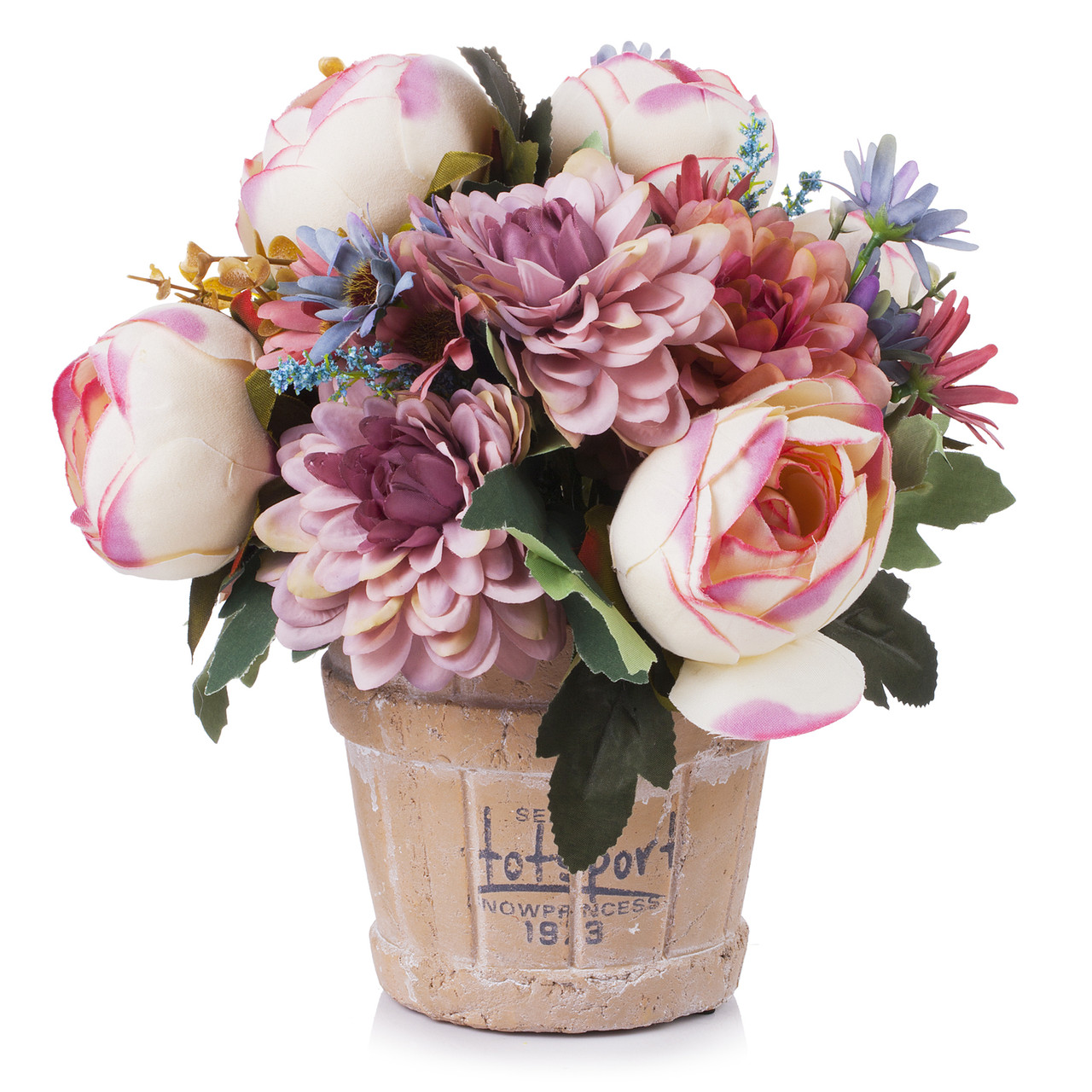 Mixed Daisy and Peony  Flower Arrangement in Pot