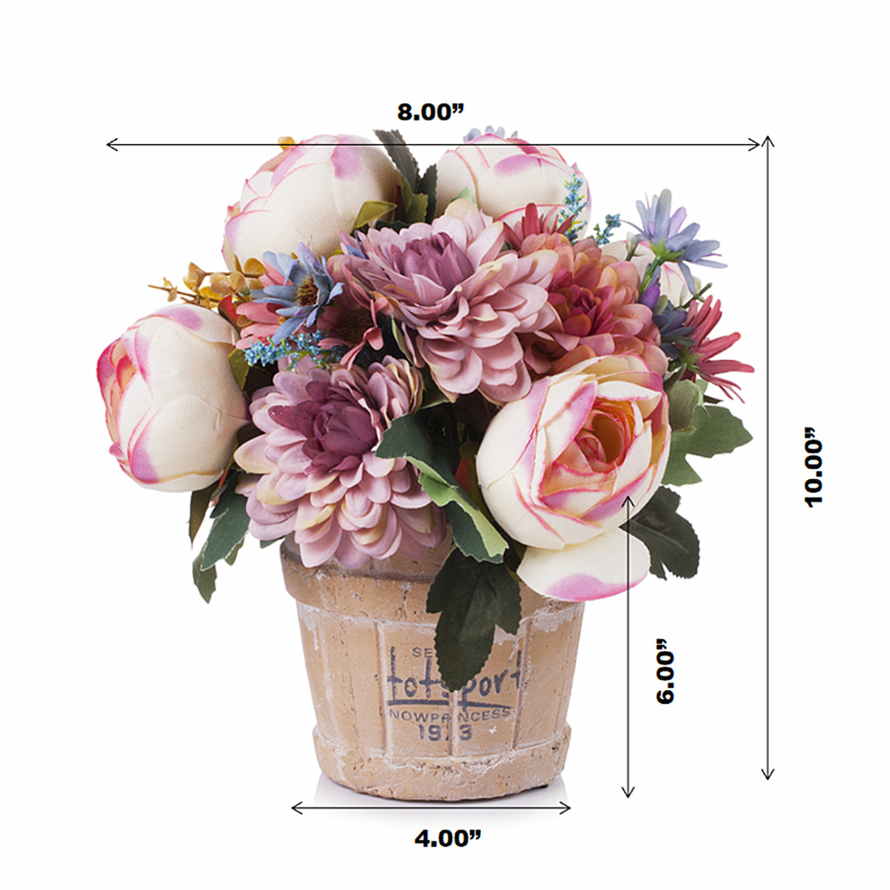Mixed Daisy and Peony  Flower Arrangement in Pot