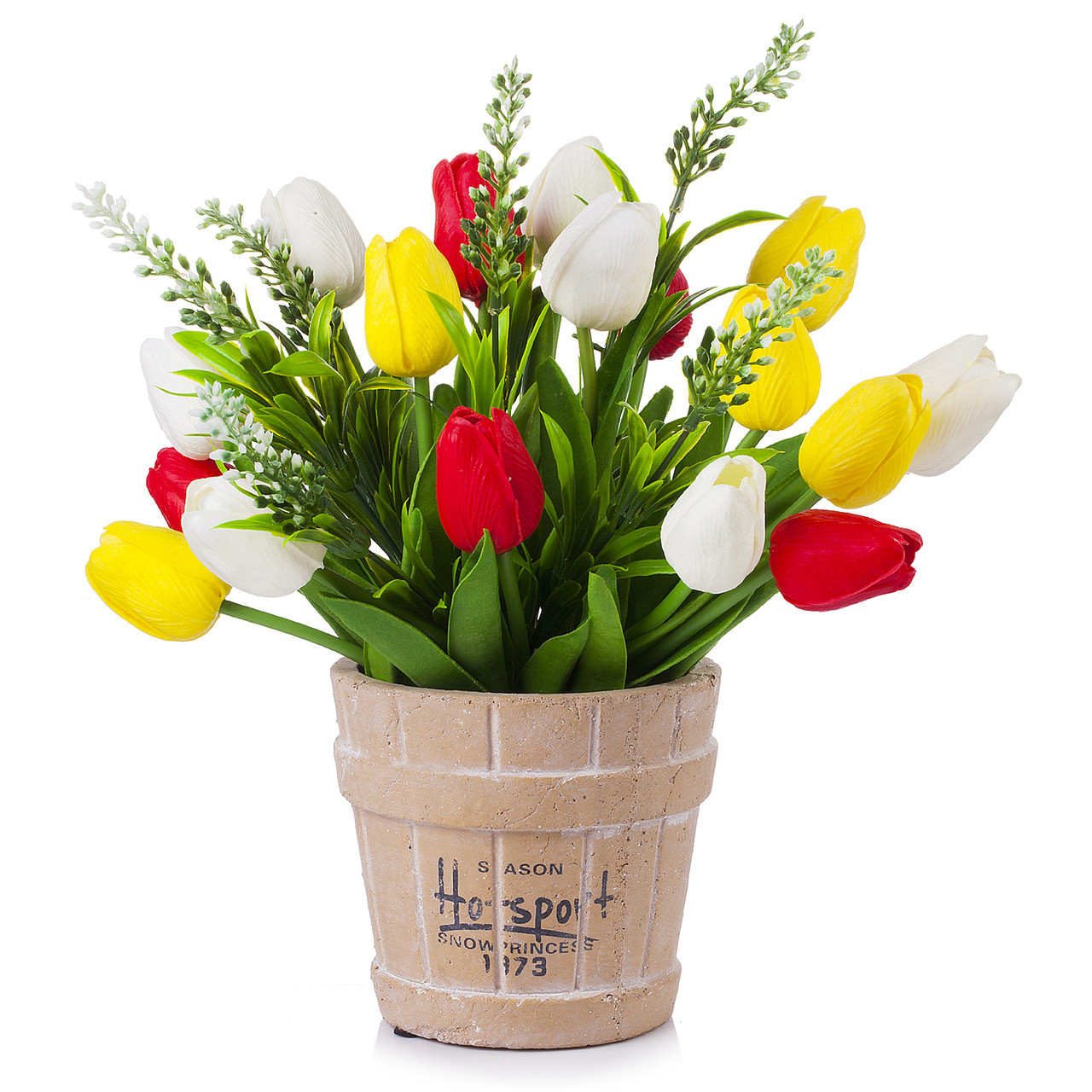 Mixed Real Touch Tulips Flower Arrangement in Pot