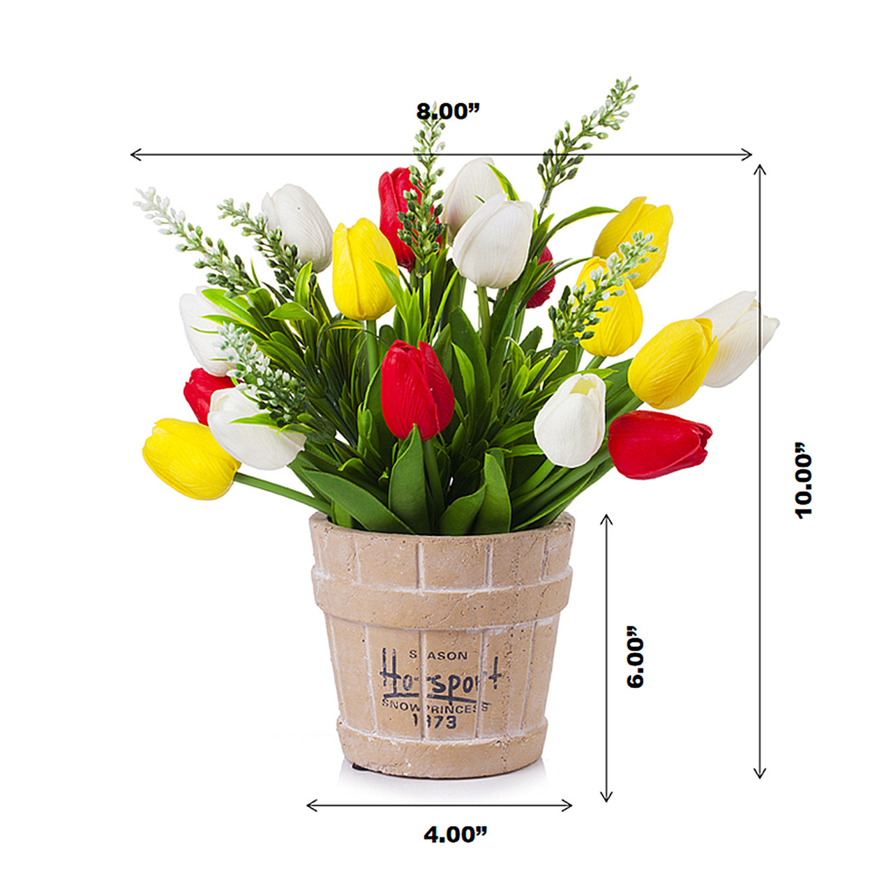 Mixed Real Touch Tulips Flower Arrangement in Pot