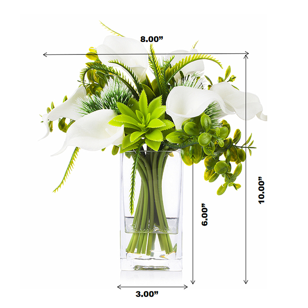 Mixed Artificial Real Touch Lily  in Clear Glass Vase