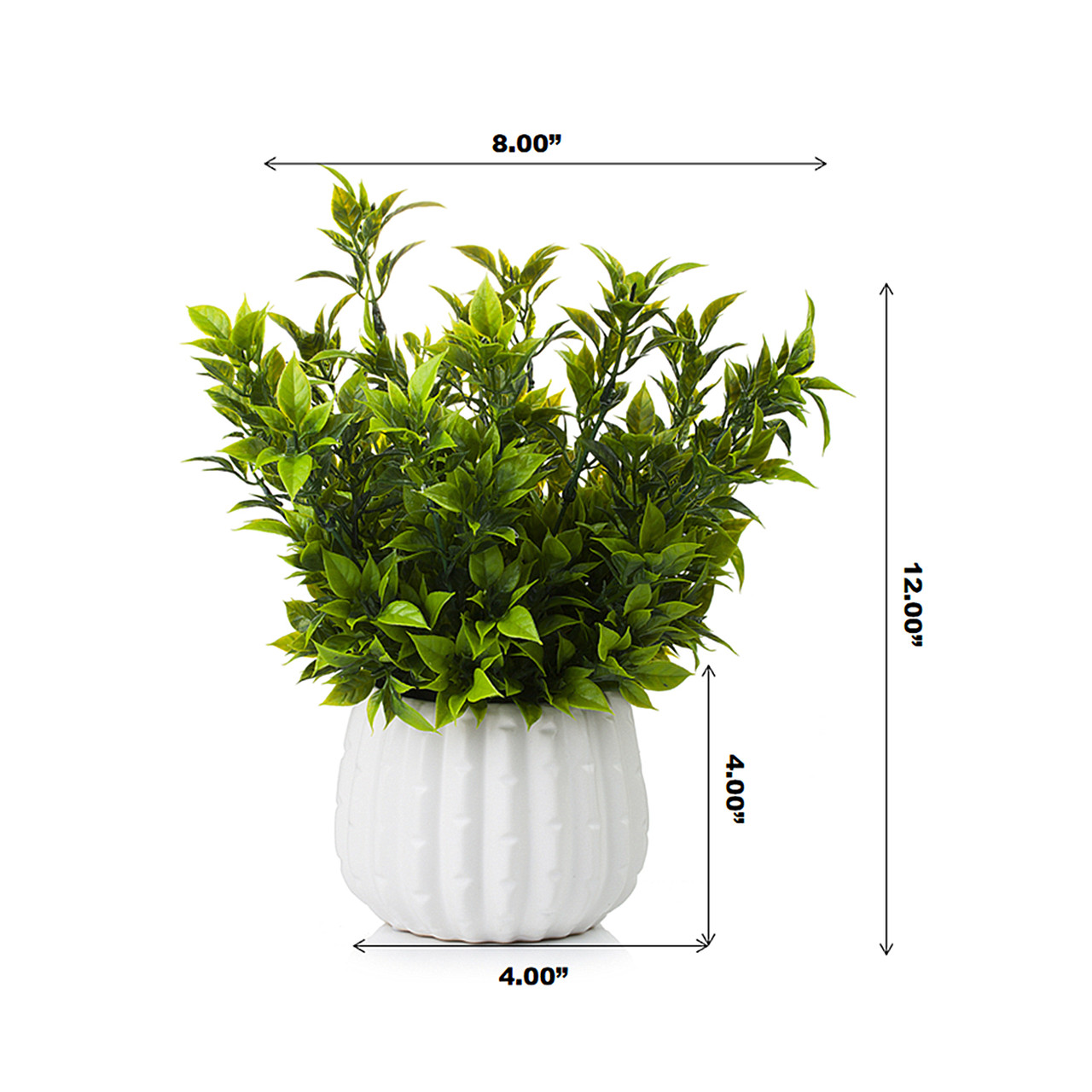 12 inches Artificial Mixed Greenery Foliage Plant in White Ceramic Pot