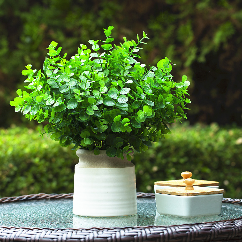 12 inch Artificial Eucalyptus Grass Topiary in Pot