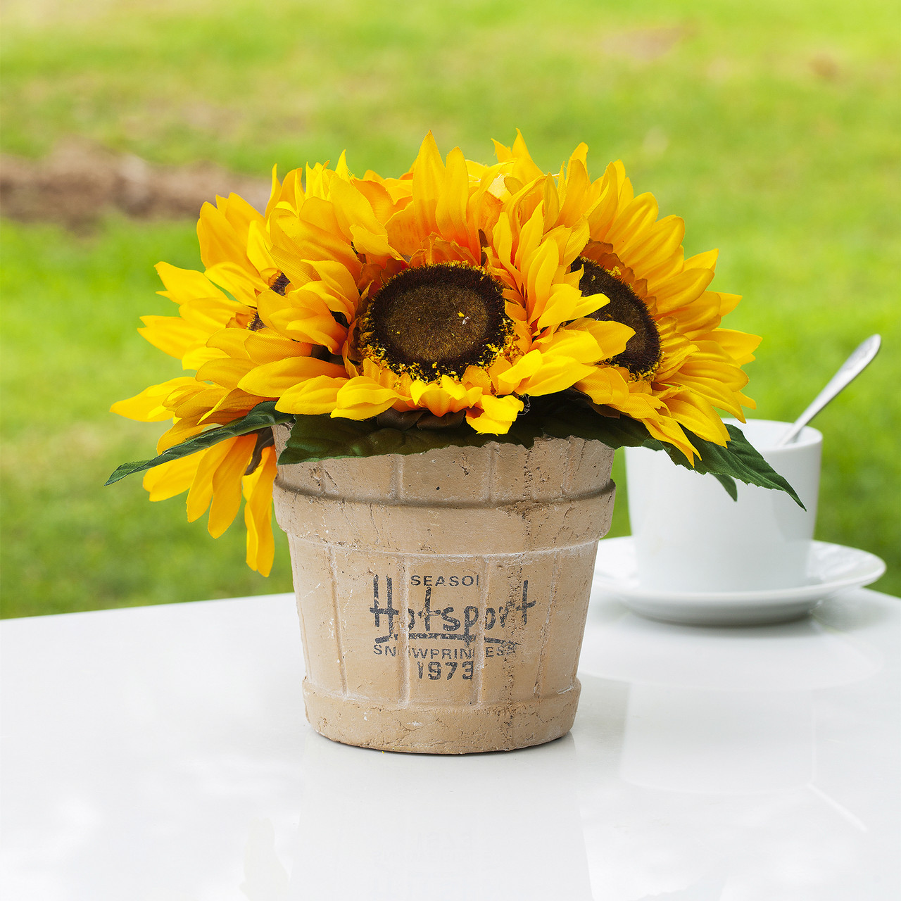 7 Heads Artificial Sunflower Arrangement in Pot