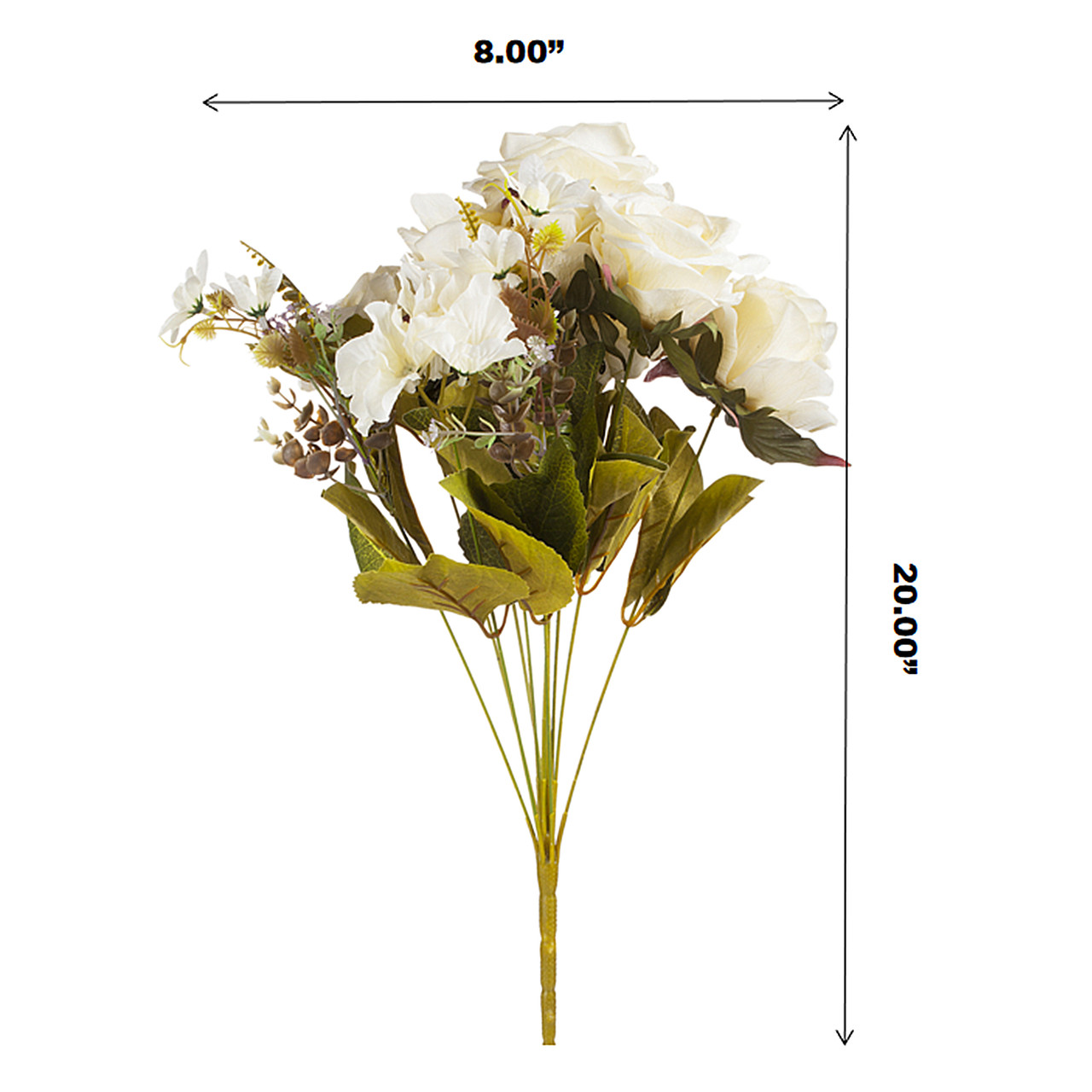 Mixed Artificial Silk Rose Flower Bush (Beige)