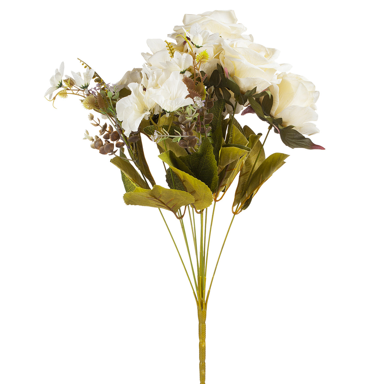 Mixed Artificial Silk Rose Flower Bush (Beige)