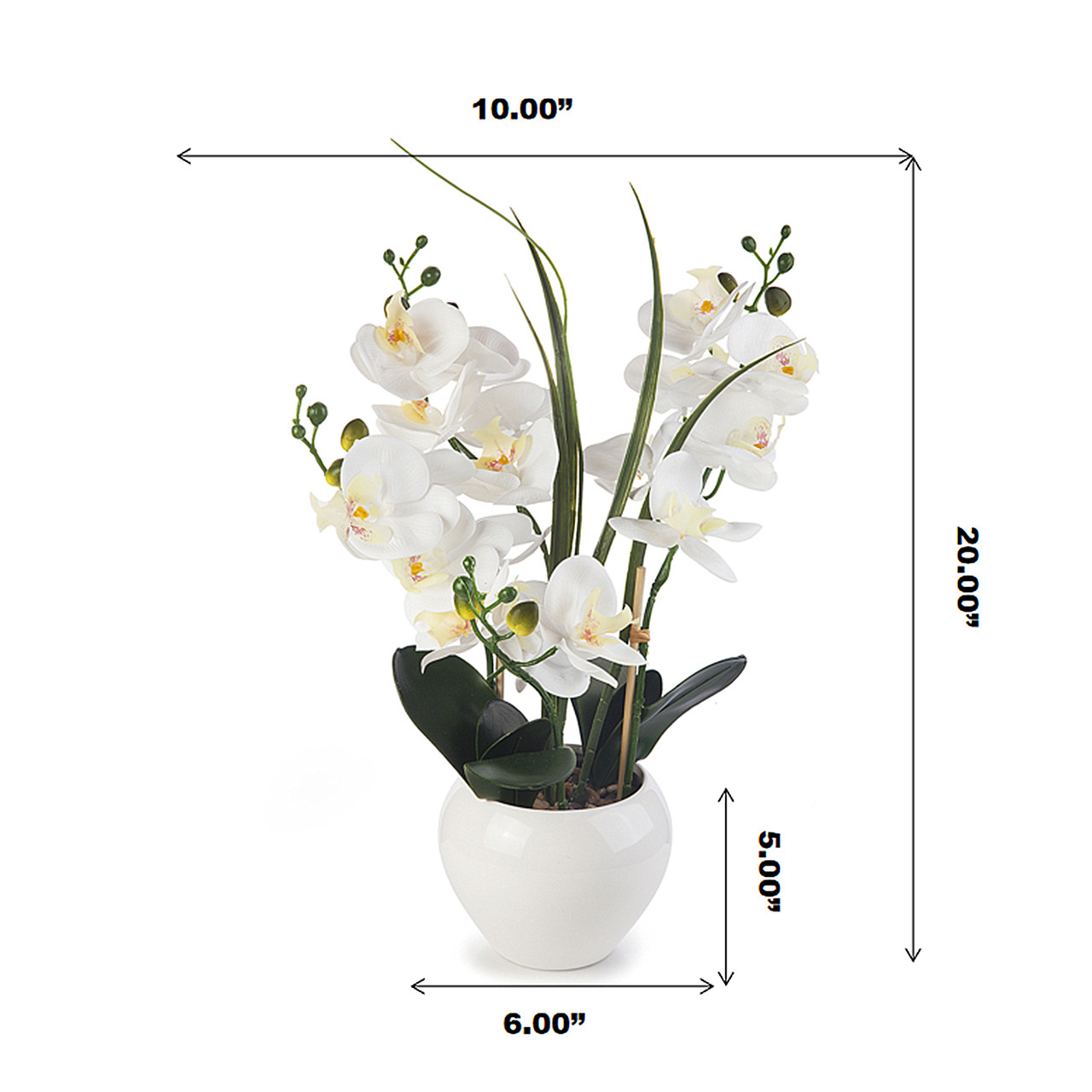 Artificial Real Touch Orchids Flower Arrangement in White Ceramic Pot