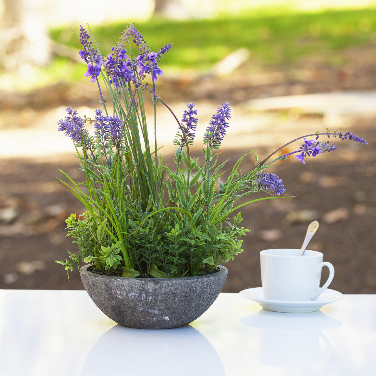 Artificial Lavender Flower with Greenery in Pot