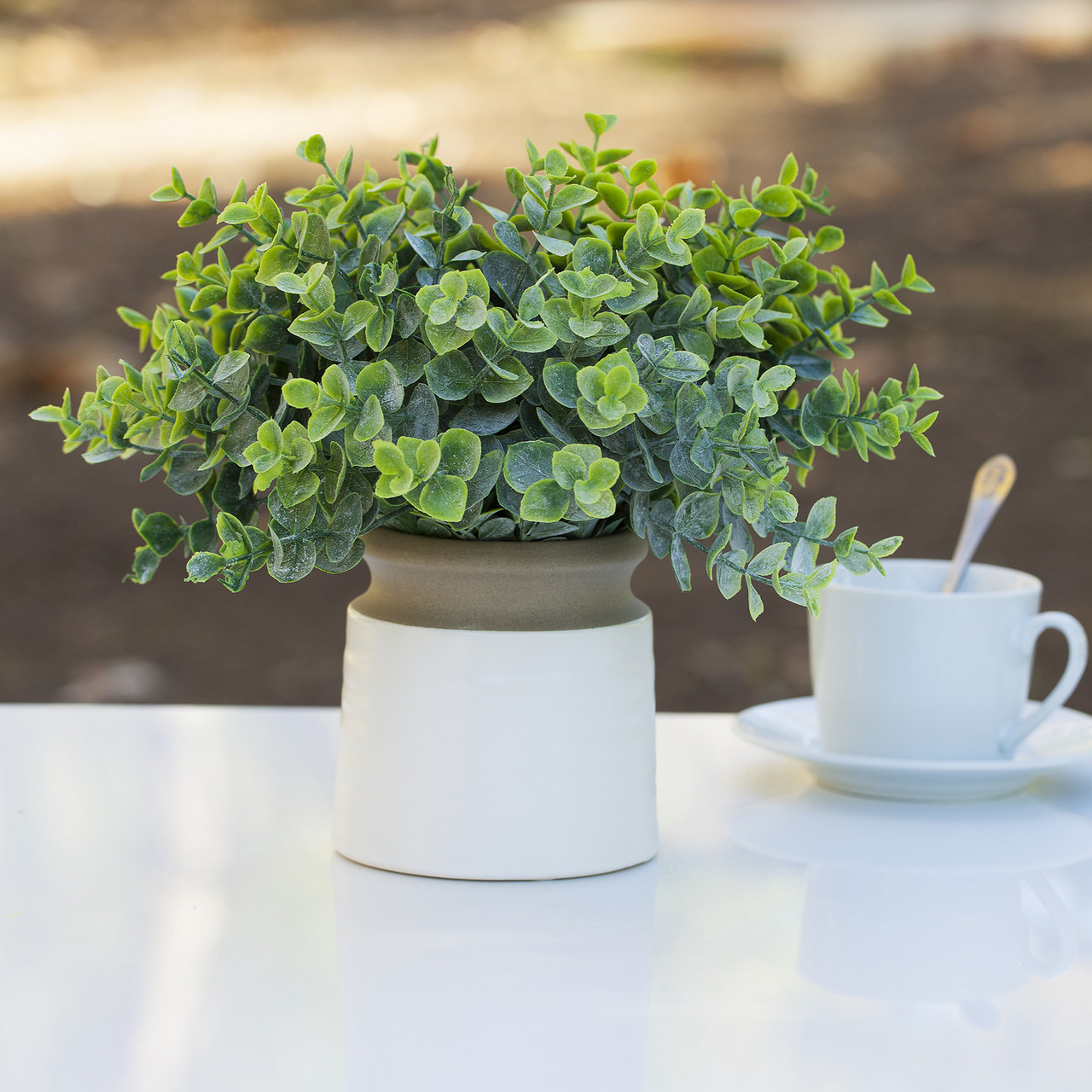 11 inch Artificial Eucalyptus Grass Topiary in Pot