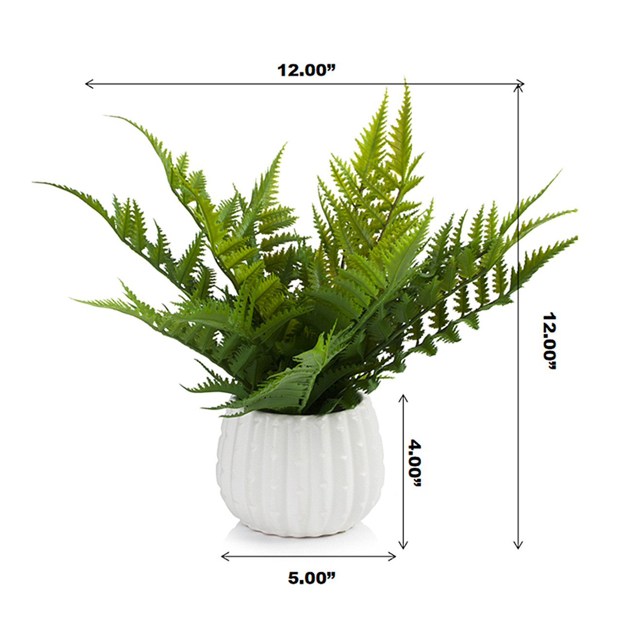 12 Inch Artificial Fern Plant In Ceramic Pot
