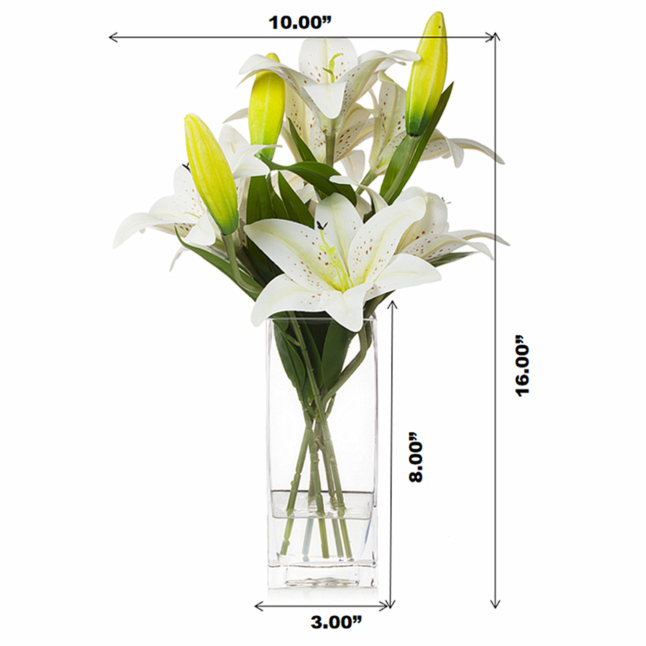 Artificial Real Touch Tiger Lily Flower in Clear Glass Vase