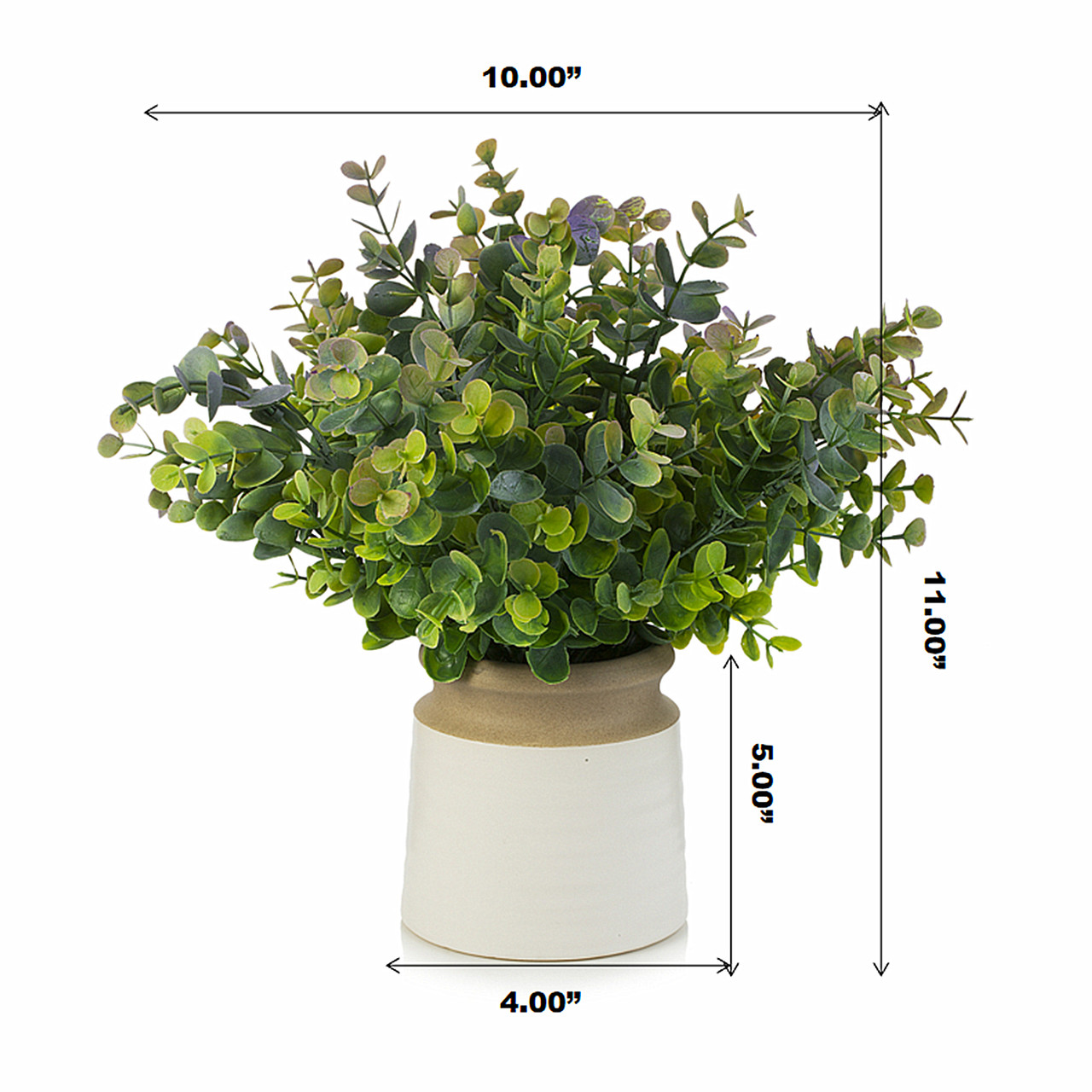 11 inch Artificial Eucalyptus Grass Topiary in Ceramic Pot