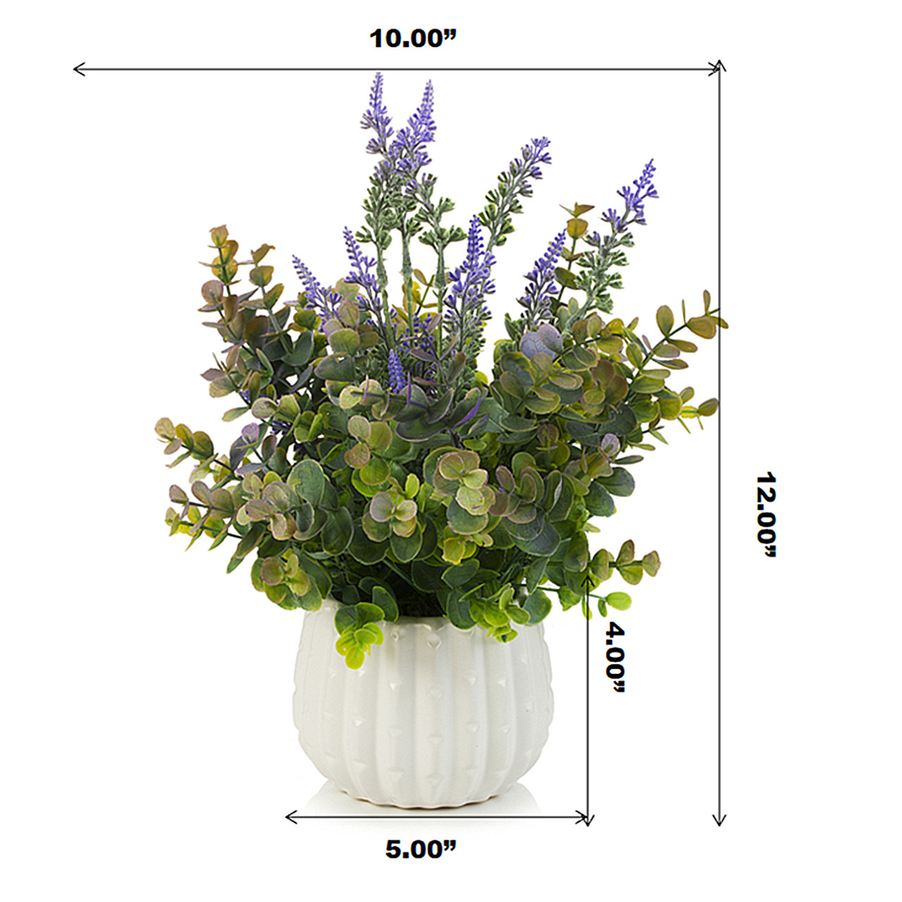 Mixed Artificial Lavender and Eucalyptus Grass in Ceramic Pot