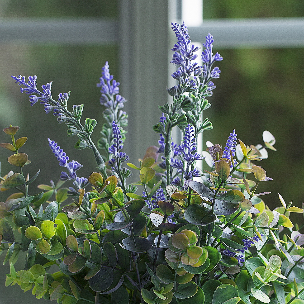 Mixed Artificial Lavender and Eucalyptus Grass in Ceramic Pot