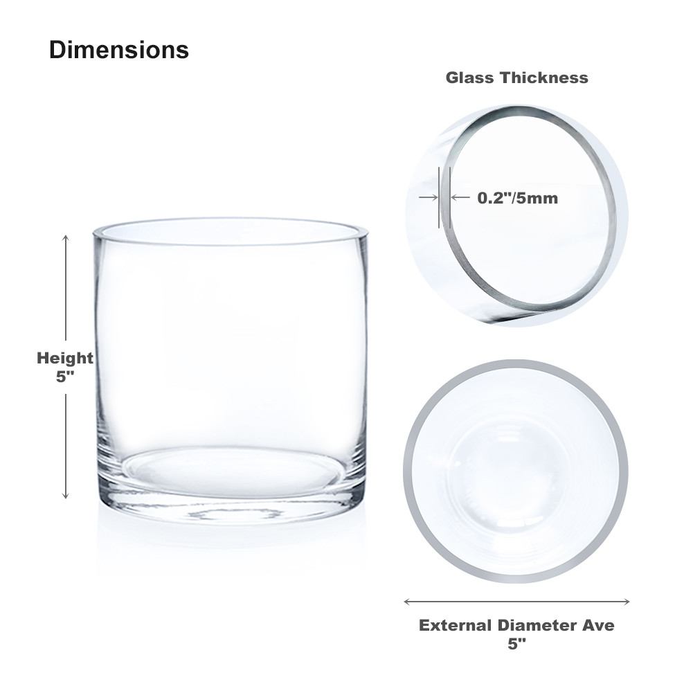 5" W Clear Glass Cylinder Vase