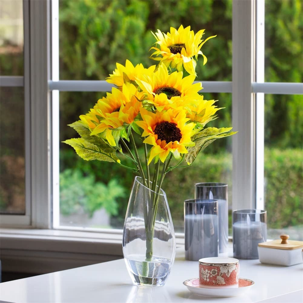 Unique Angled Rim Clear Glass Vase 6.0" W 10.0" H