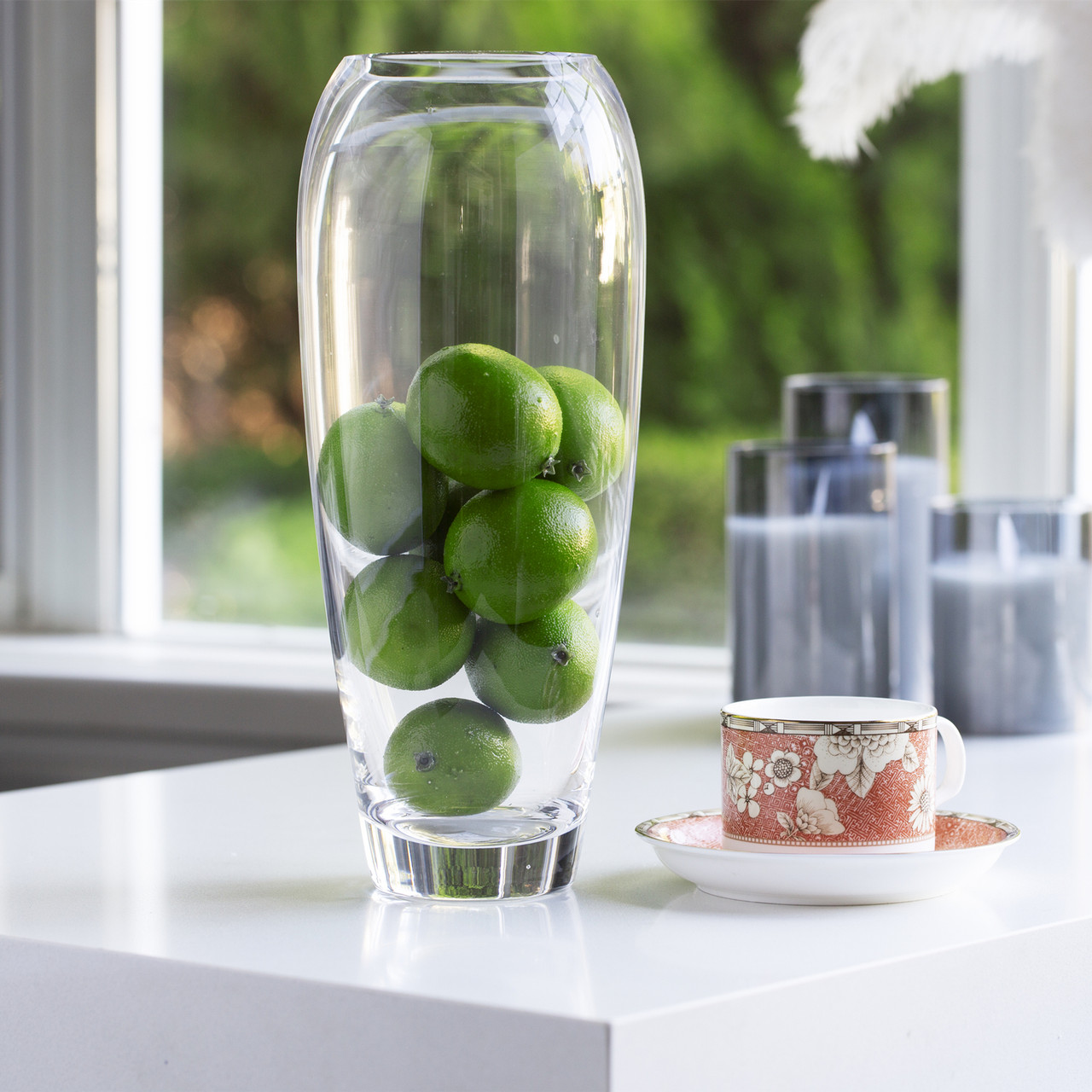 Unique Clear Glass Vase 4.0" W 9.0" H
