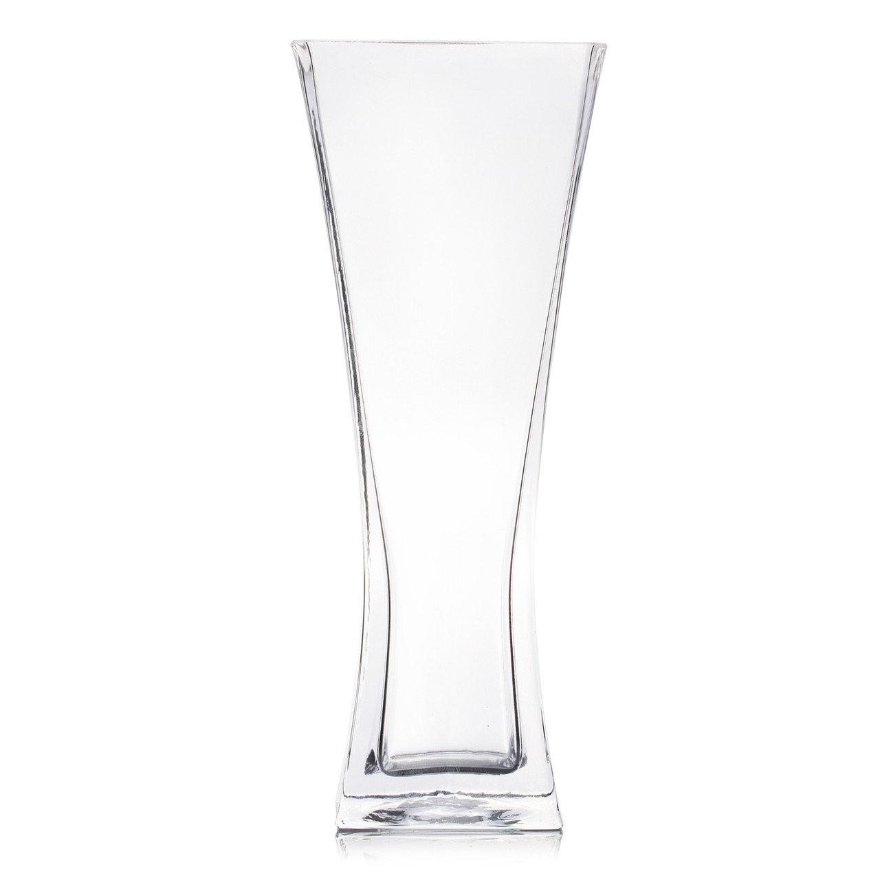 Unique Flared Square Glass Vase 4.0" W 10.0" H