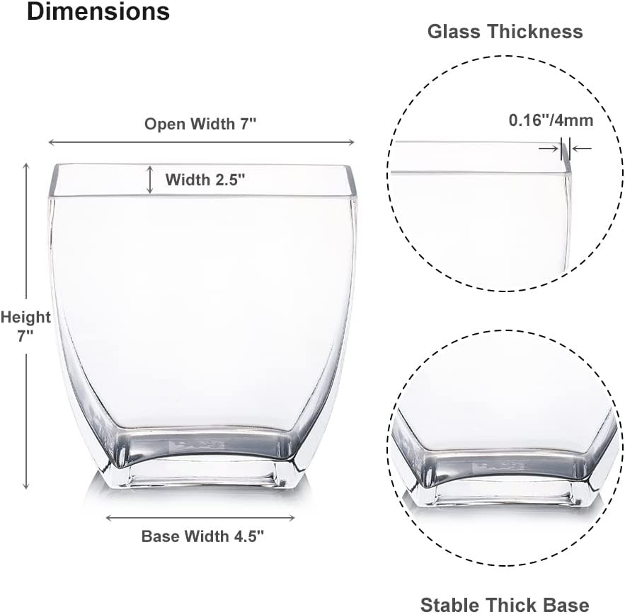 Unique Tapered Rectangle Vase H 7.0" W 2.5"L7.0"