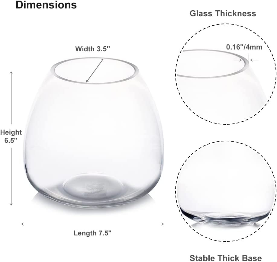 Unique Clear Vase H 6.5" W 7.5"