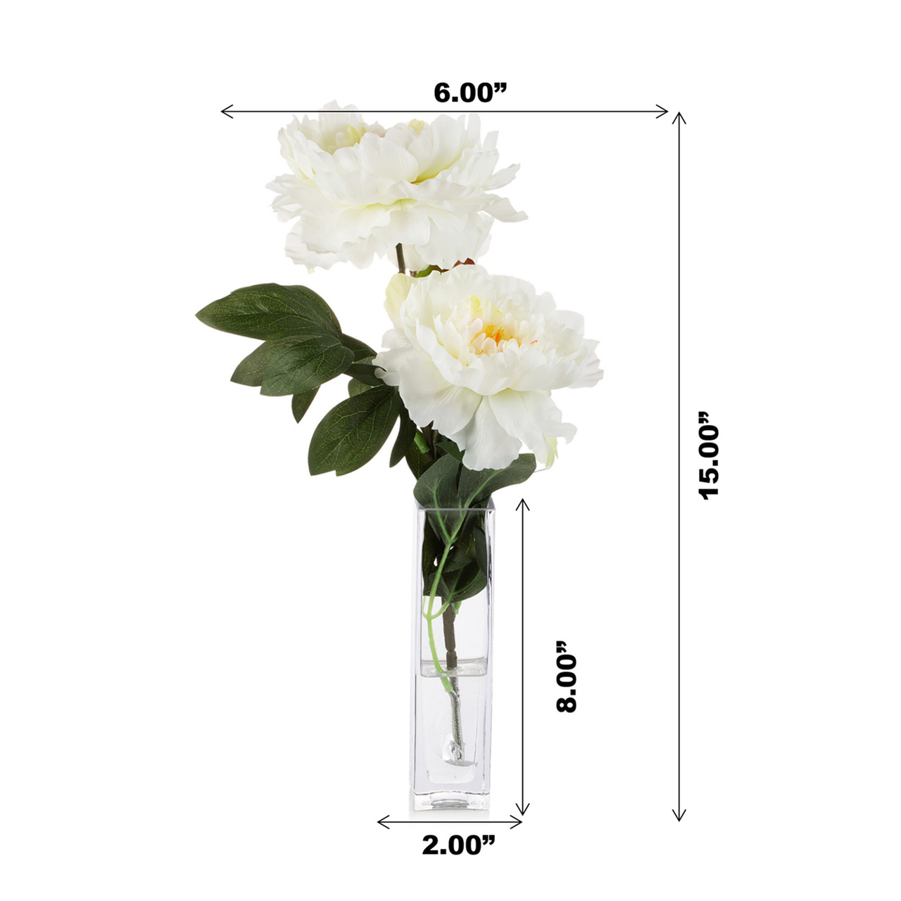 Artificial Silk Peony Flower in Clear Glass Vase