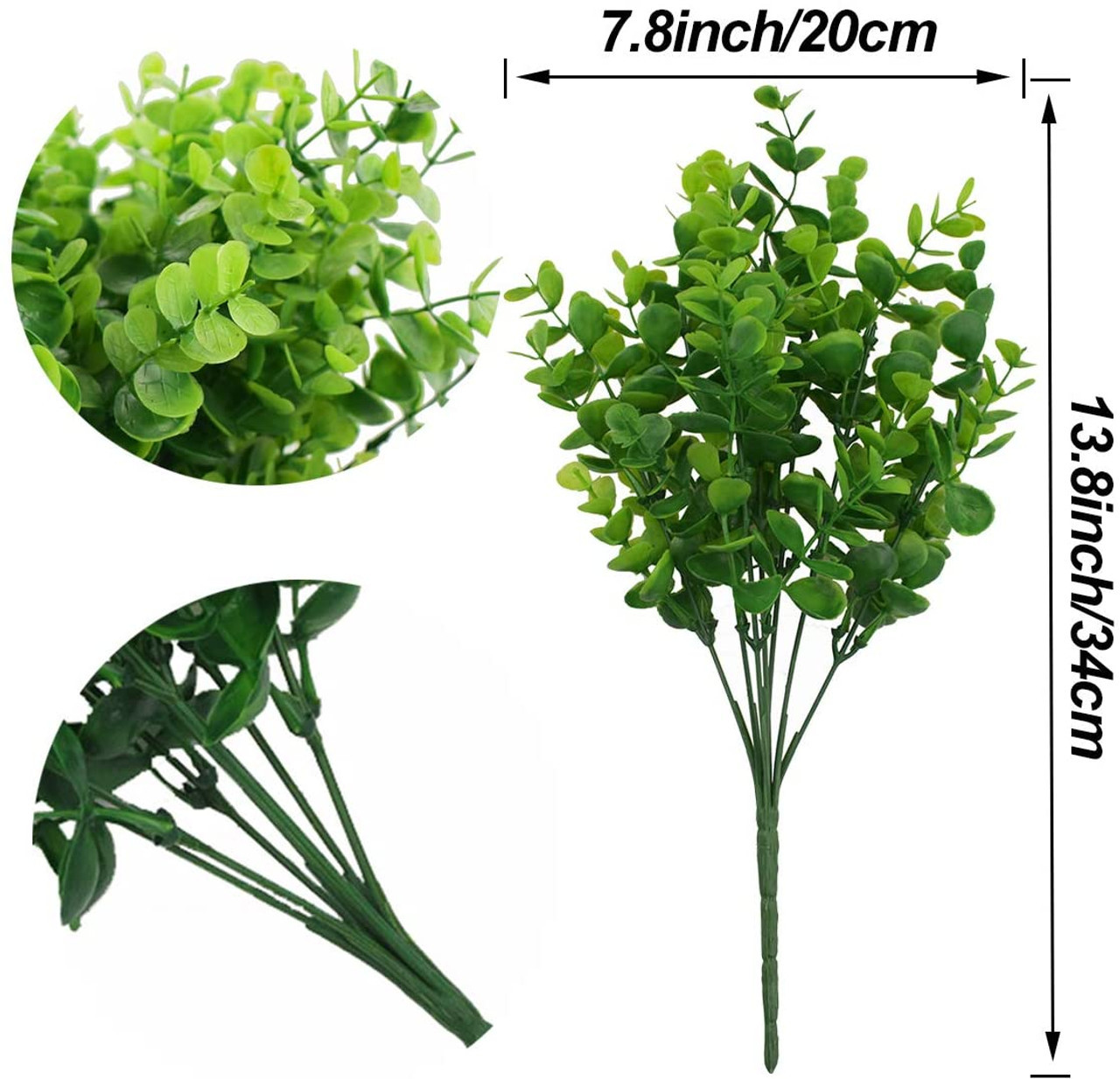 4 Pack Artificial Green Eucalyptus Bush for Home Table Office Outdoor Decoration