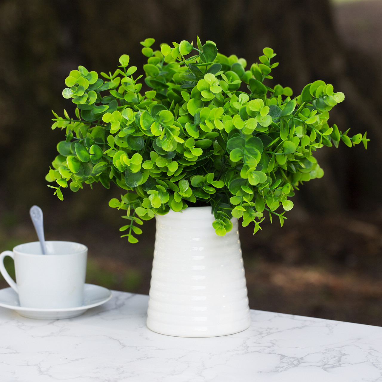 4 Pack Artificial Green Eucalyptus Bush for Home Table Office Outdoor Decoration