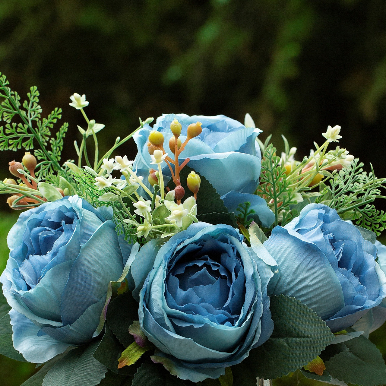 Artificial Silk Peony Flowers  in Clear Glass Vase With Faux Water