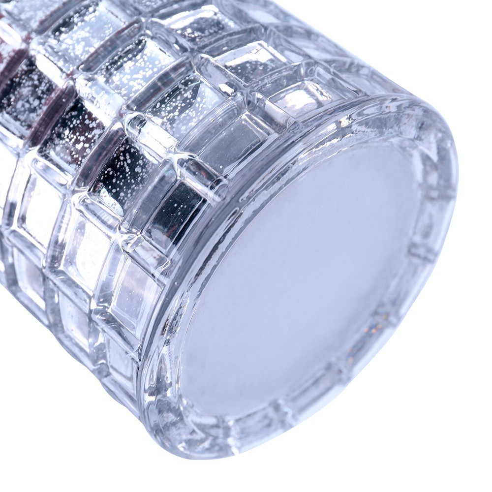 Silver Cylinder Glass Vase 7.5" H 5.0" W