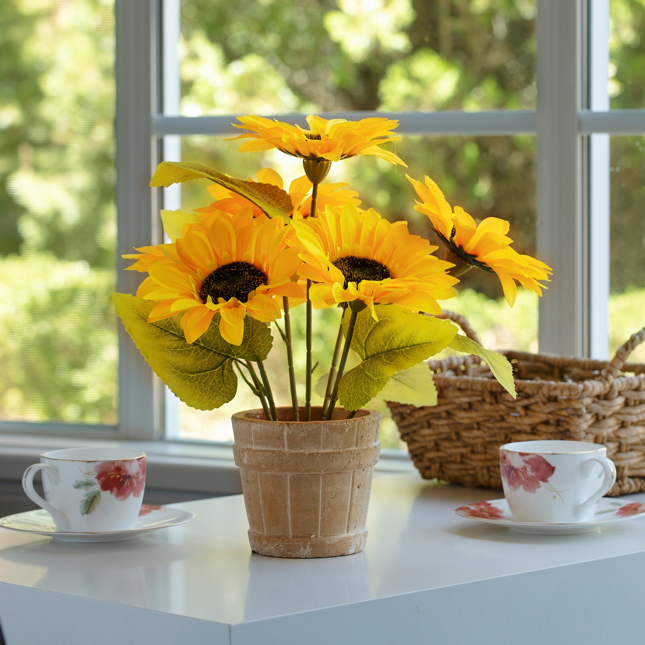 14" Artificial Sunflower Arrangement in Pot