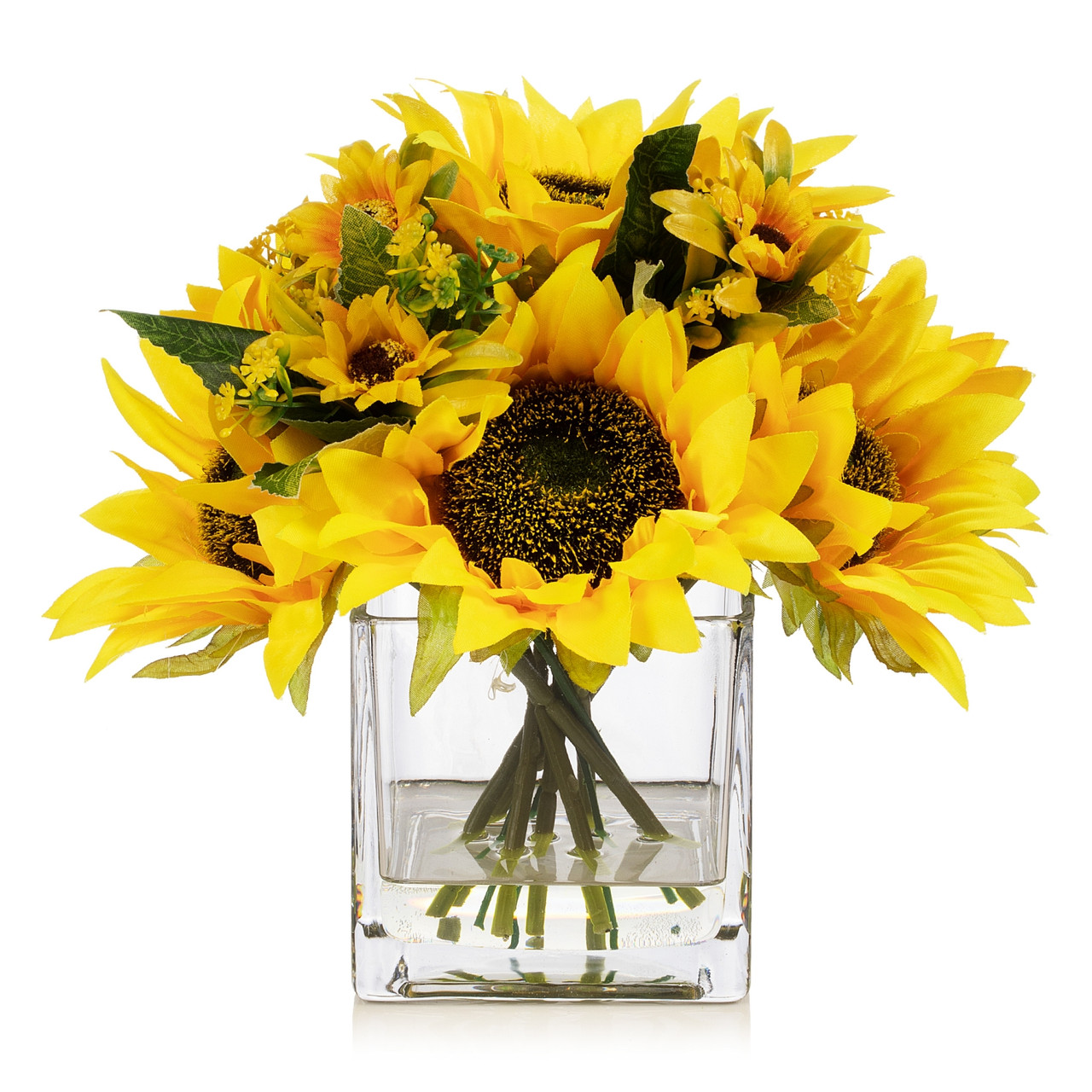 Artificial Sunflowers with Vase - Realistic Sunflower Centerpiece  Arrangement
