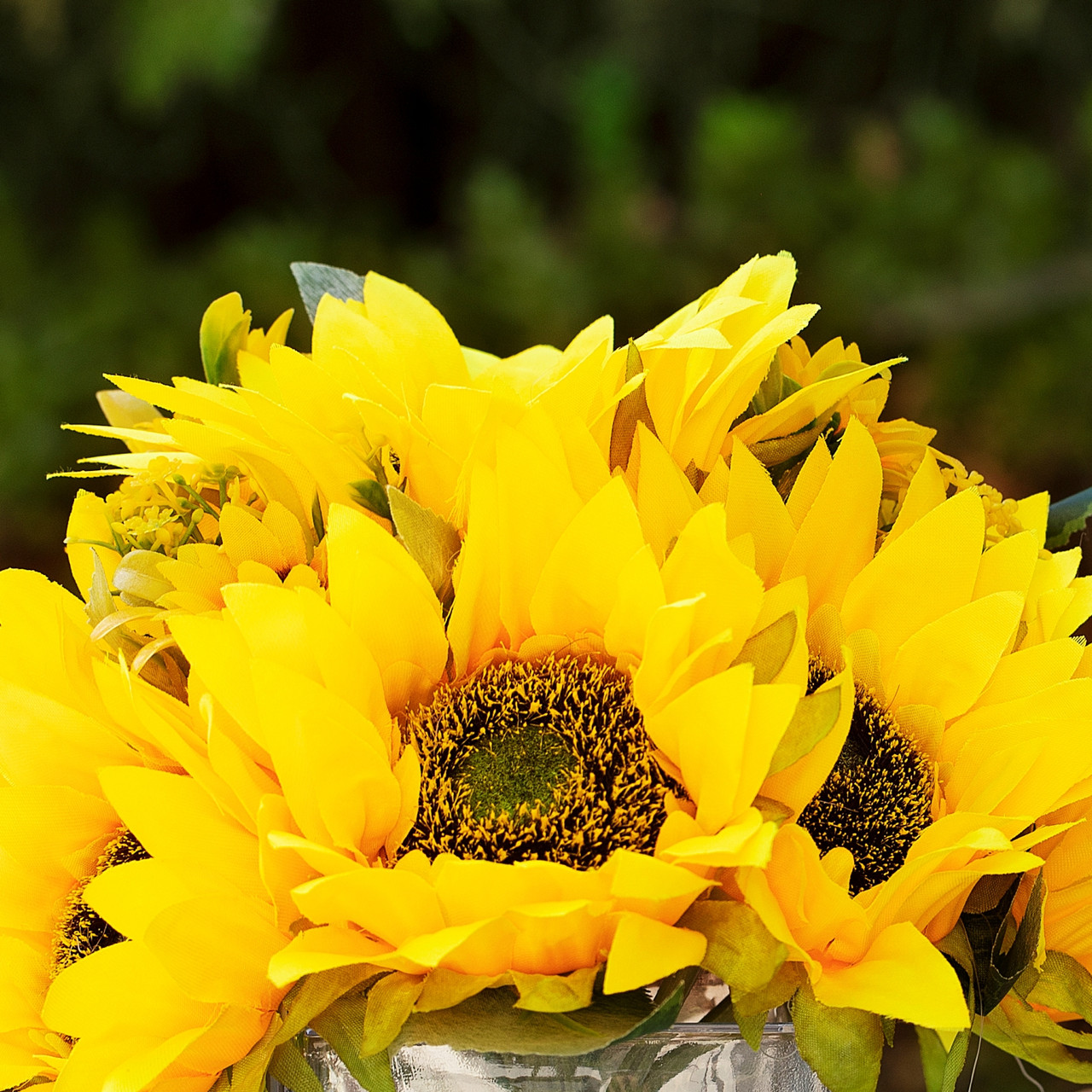 8" Mixed Artificial Sunflowers in Glass Vase