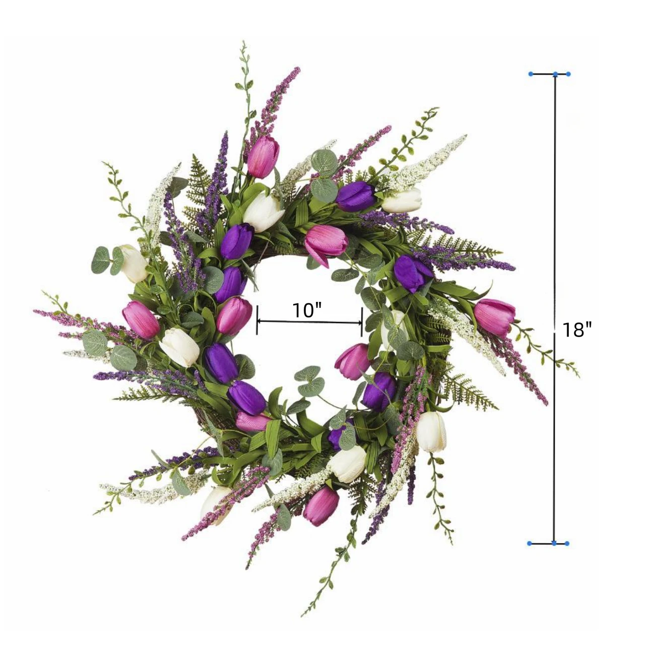 18" Mixed Artificial Tulip Flower Wreath