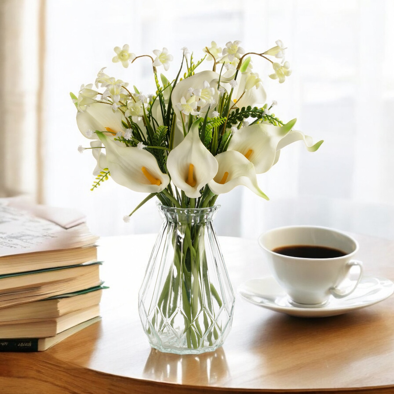 4.5" W 7.0" H Clear Diamond-faceted Glass Vase