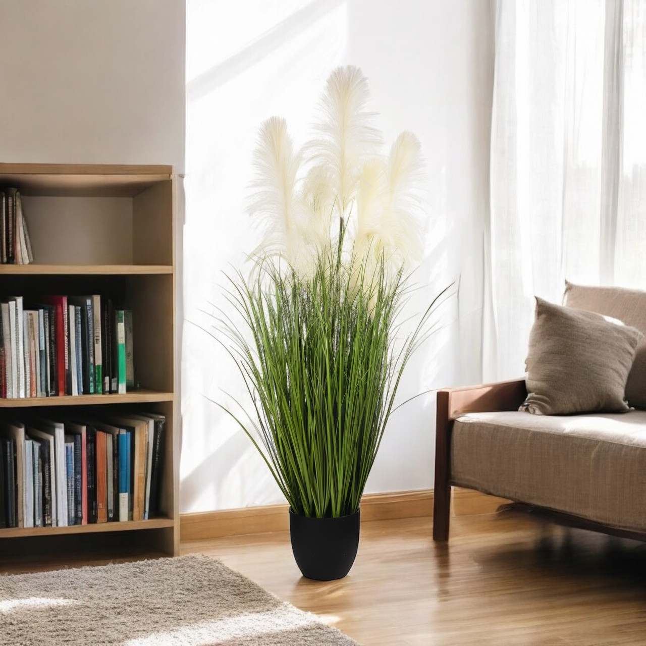 Artificial Feather Reed Grass in Pot