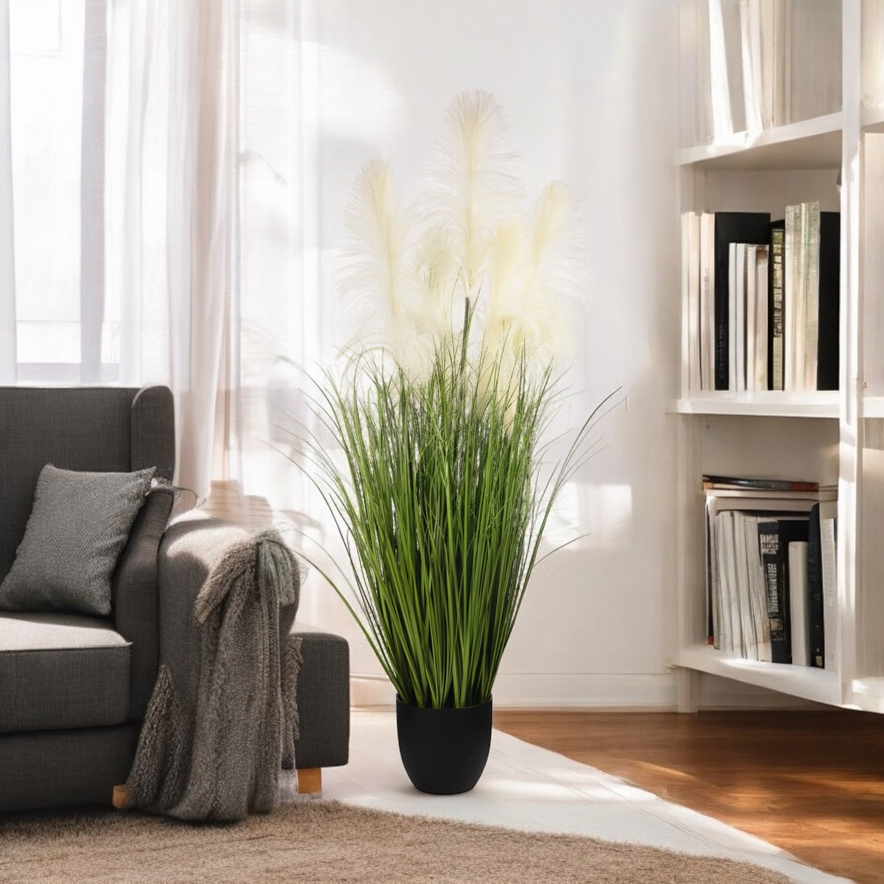 Artificial Feather Reed Grass in Pot