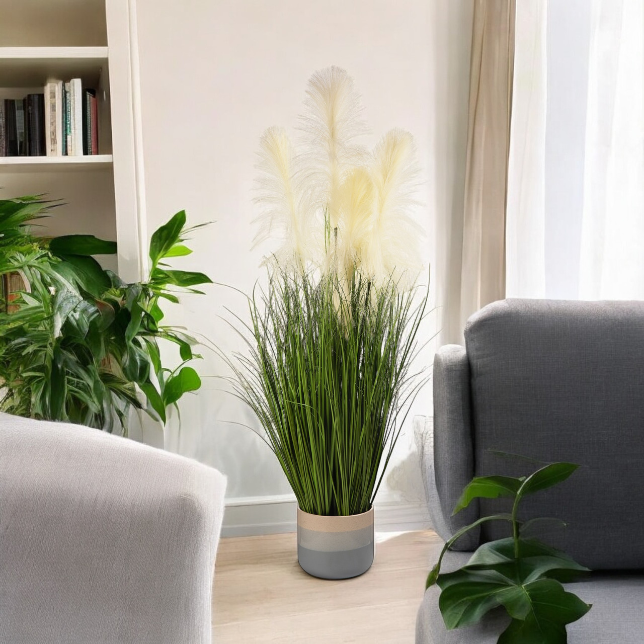Artificial Feather Reed Grass in Pot