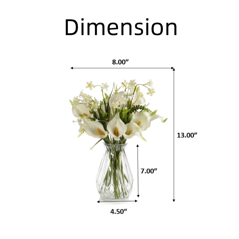 13" Mixed Real Touch Calla Lily Flower with Filler in Glass Vase