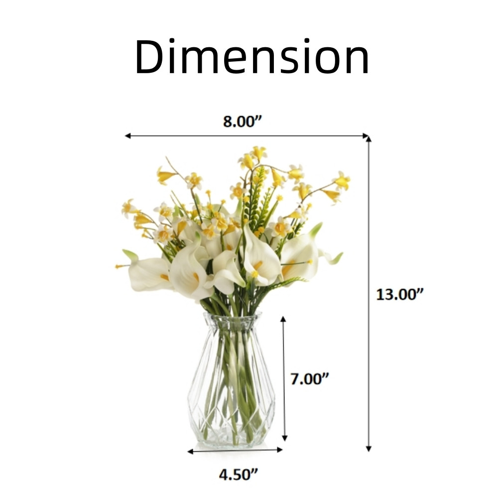 13" Mixed Real Touch Calla Lily Flower with Filler in Glass Vase