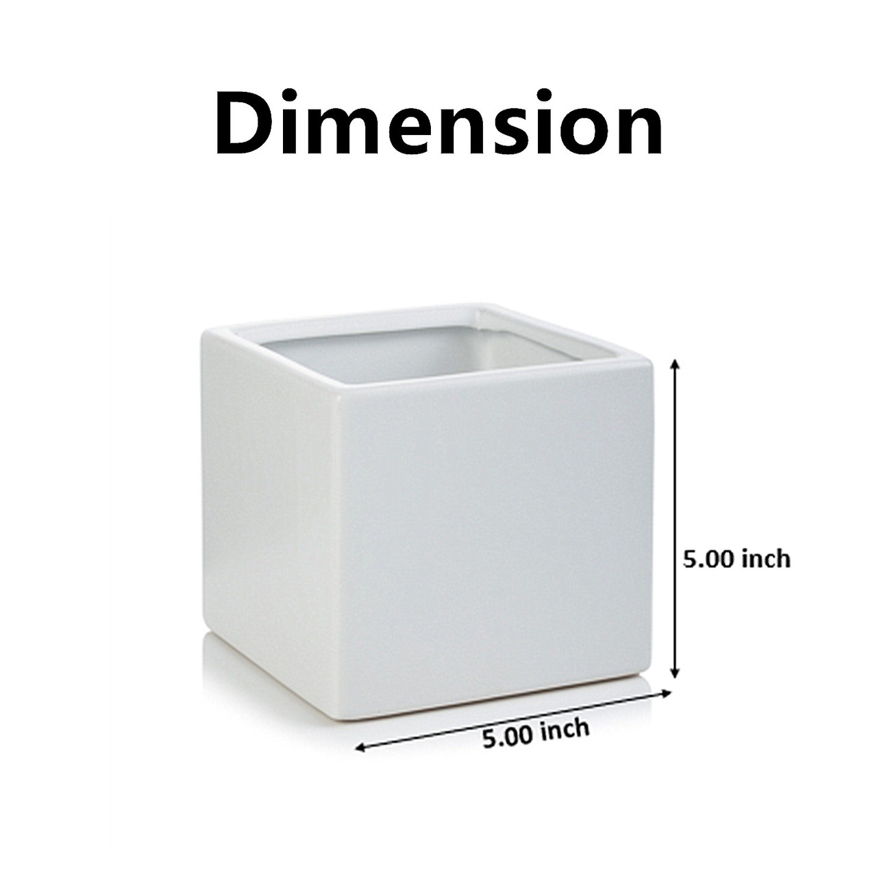 5" H Square White Ceramic Vase