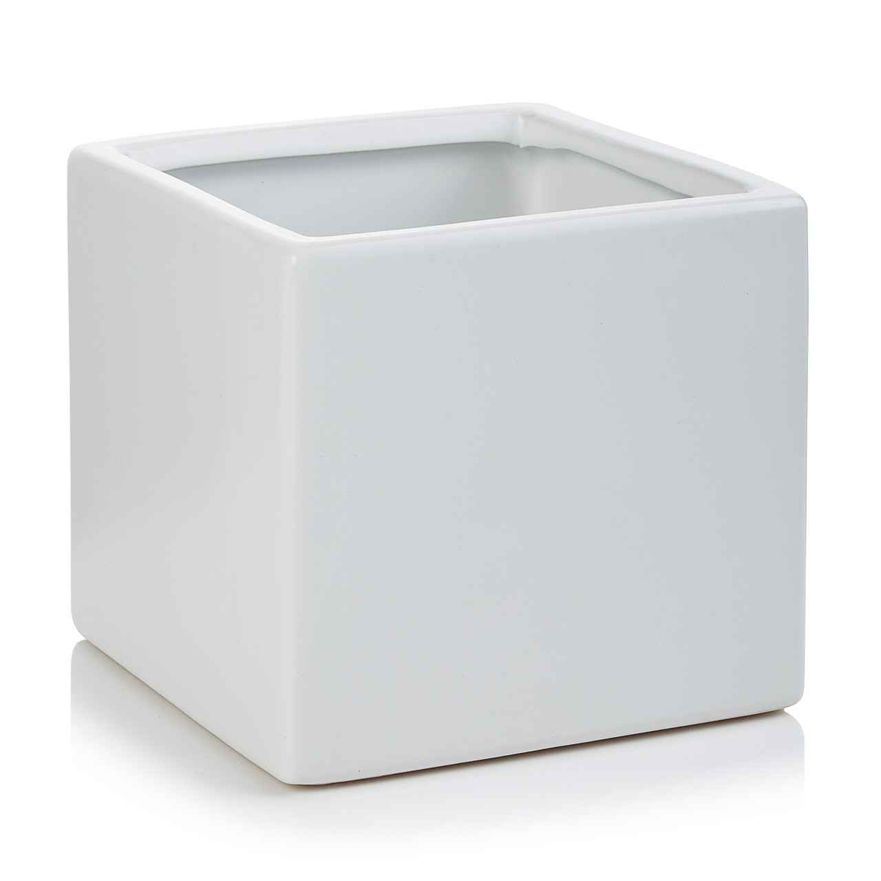 5" H Square White Ceramic Vase