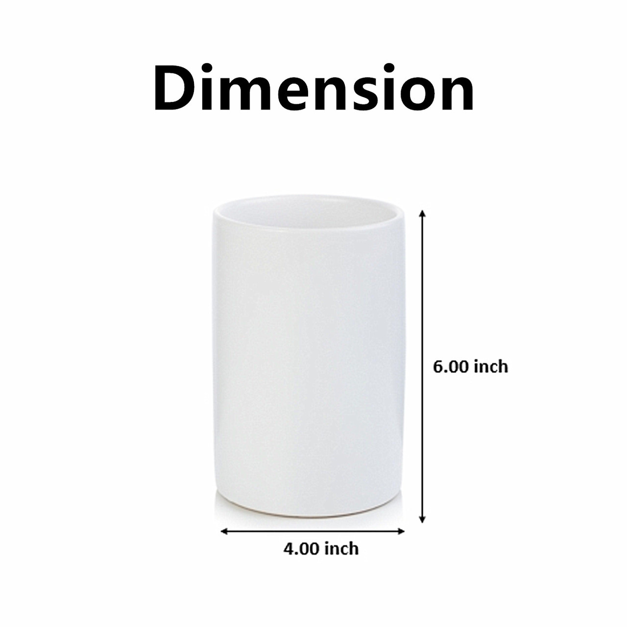 4" W 6" H White Cylinder Ceramic Vase